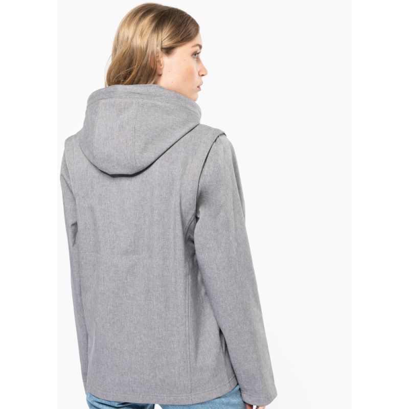 Veste Softshell 3 couches chaude à capuche avec manches amovibles, 300 g/m²