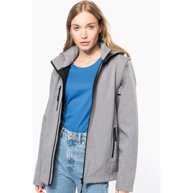 Veste Softshell 3 couches chaude à capuche avec manches amovibles, 300 g/m²
