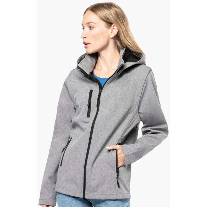 Veste Softshell 3 couches chaude à capuche avec manches amovibles, 300 g/m²
