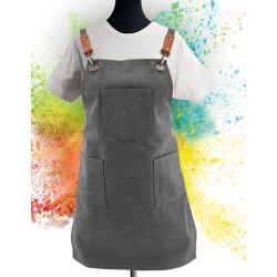 Tablier enfant en coton canvas, 3 poches, liens croisés à l'arrière, 250 g/m²