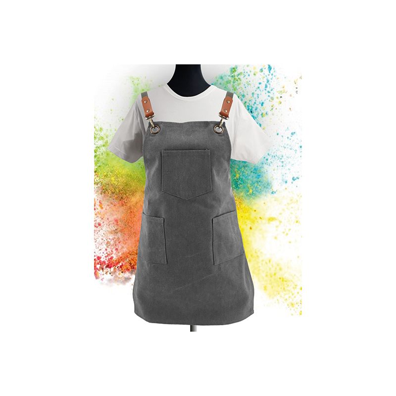 Tablier enfant en coton canvas, 3 poches, liens croisés à l'arrière, 250 g/m²