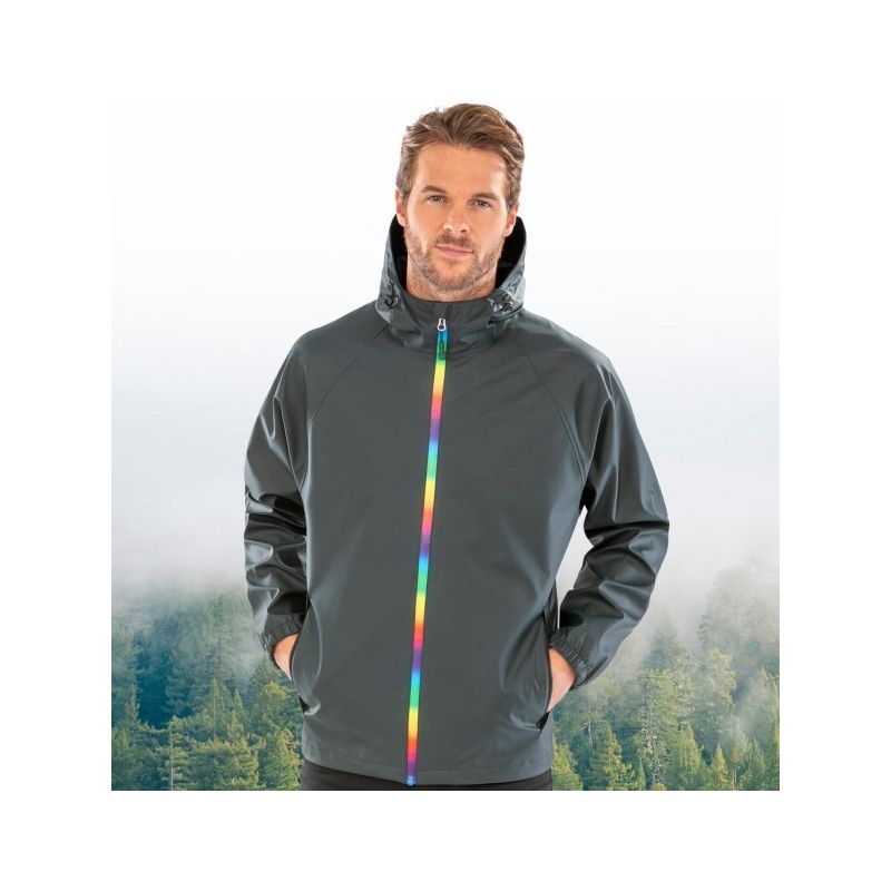 Veste imperméable à capuche en polyuréthane avec doublure recyclée, 200 g/m²