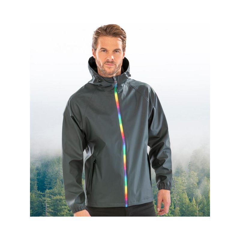 Veste imperméable à capuche en polyuréthane avec doublure recyclée, 200 g/m²