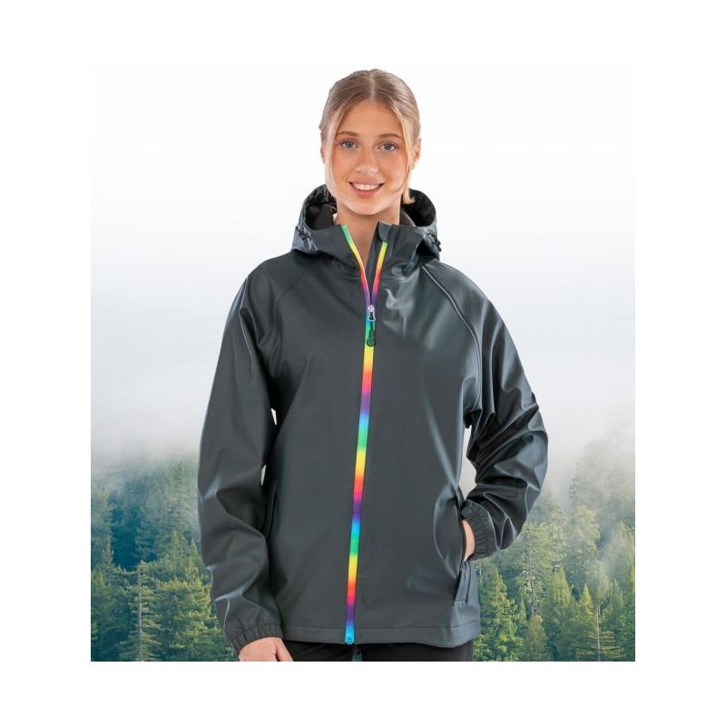 Veste imperméable à capuche en polyuréthane avec doublure recyclée, 200 g/m²