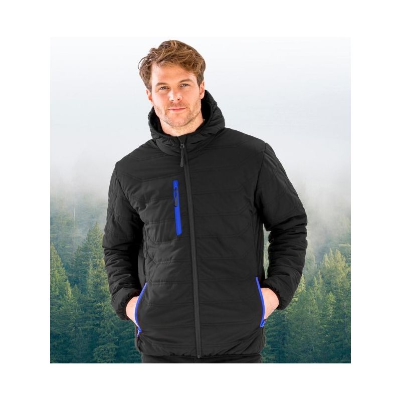 Veste matelassée d'hiver tendance et recyclée, capuche doublée polaire, 200 g/m²