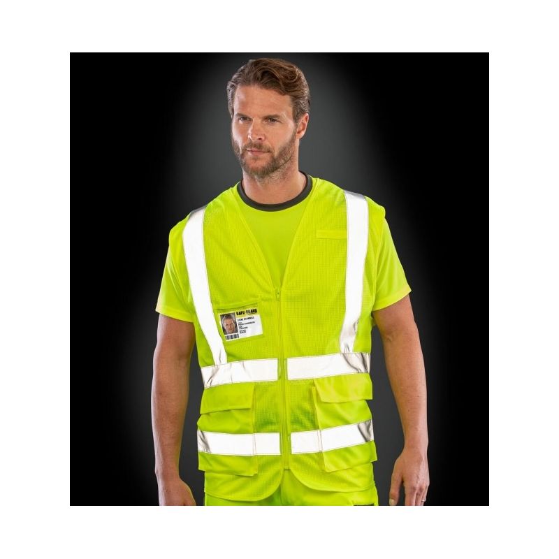Gilet de sécurité respirant zippé avec bandes réfléchissantes, 145 g/m²