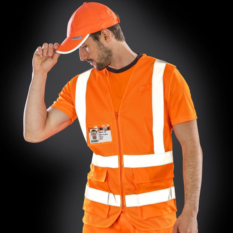 Gilet de sécurité respirant zippé avec bandes réfléchissantes, 145 g/m²