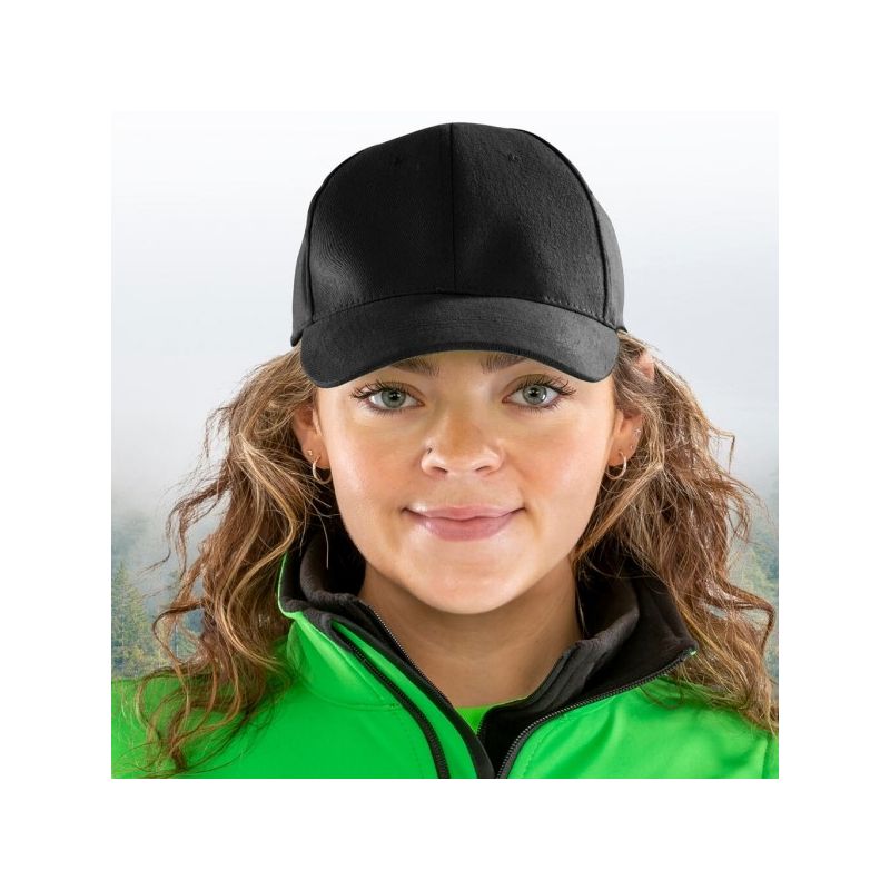 Casquette baseball en polyester recyclé, 6 panneaux, profil bas, 210 g/m²
