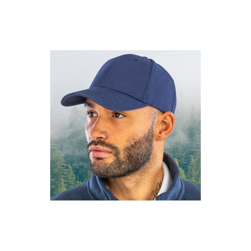 Casquette baseball en polyester recyclé, 6 panneaux, profil bas, 210 g/m²
