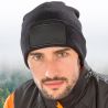 Bonnet recyclé double épaisseur, rabat large avec zone de marquage en polyester, 340 g/m²