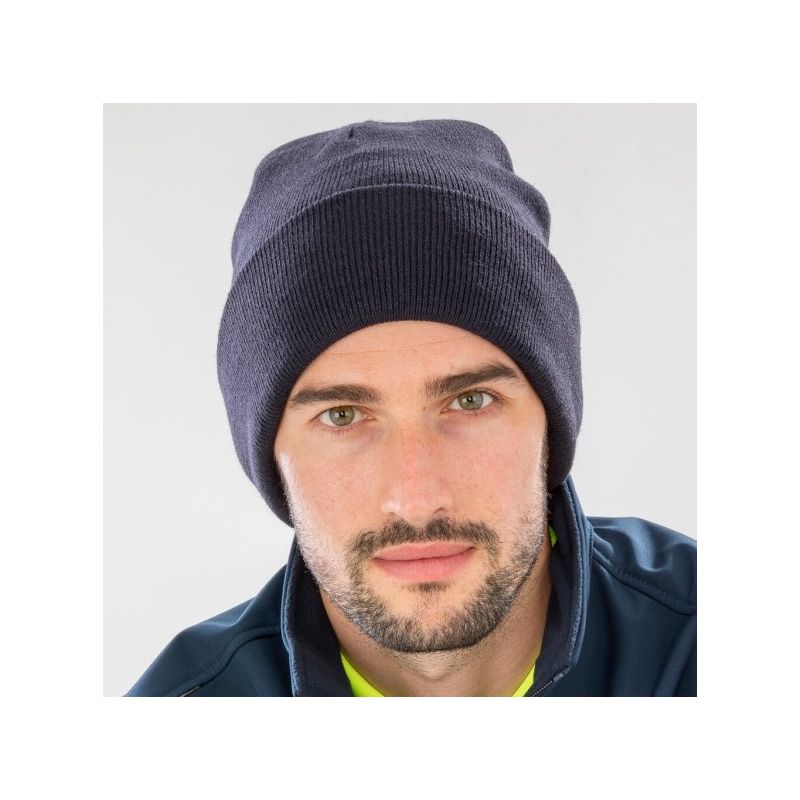 Bonnet épais recyclé double épaisseur, toucher doux, rabat large, 340 g/m²