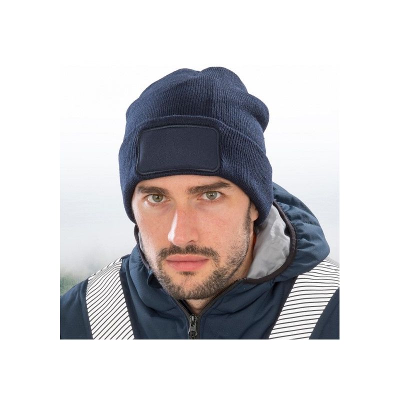 Bonnet Thinsulate recyclé doublé, rabat large avec zone de marquage en coton, 340 g/m²