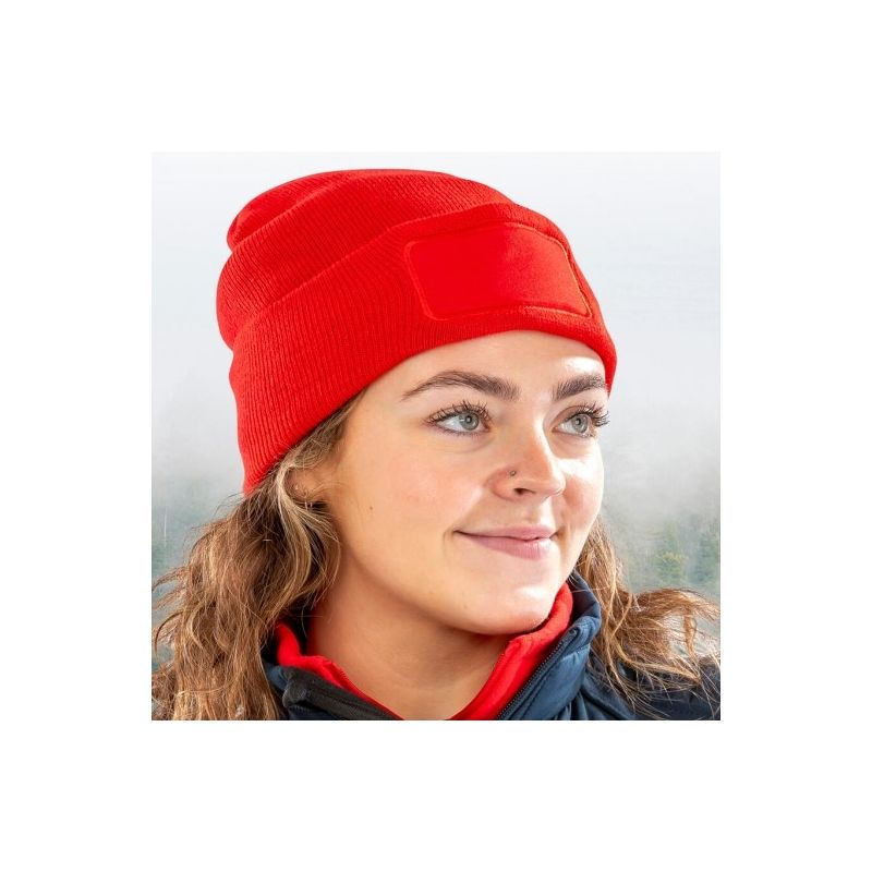 Bonnet Thinsulate recyclé doublé, rabat large avec zone de marquage en coton, 340 g/m²