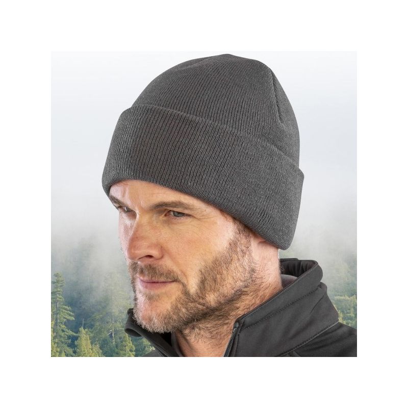 Bonnet Thinsulate en polyester recyclé, double épaisseur, rabat large, 340 g/m²