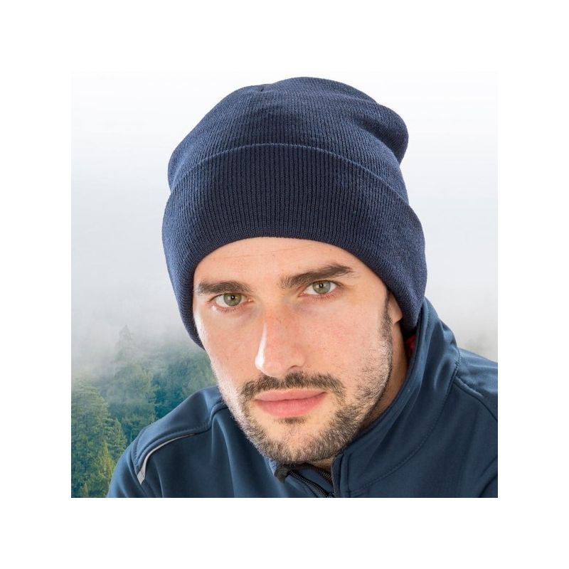 Bonnet Thinsulate en polyester recyclé, double épaisseur, rabat large, 340 g/m²