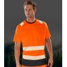 T-shirt haute visibilité en polyester recyclé respirant, bandes de sécurité imprimées, 155 g/m²