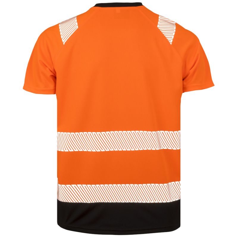 T-shirt haute visibilité en polyester recyclé respirant, bandes de sécurité imprimées, 155 g/m²