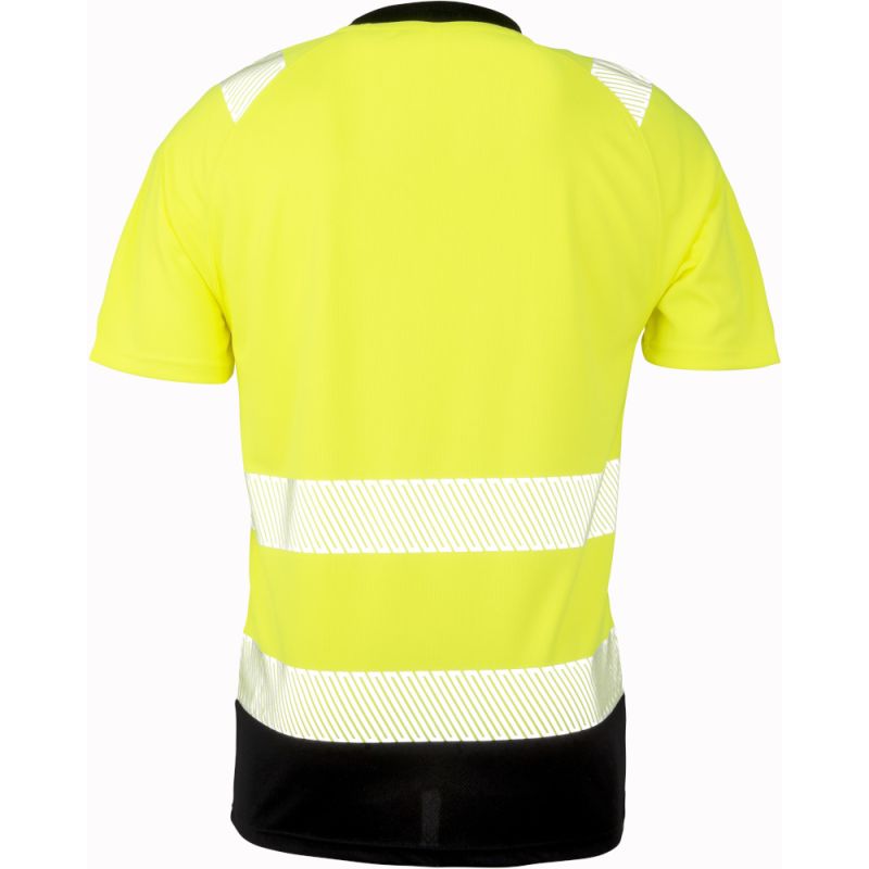 T-shirt haute visibilité en polyester recyclé respirant, bandes de sécurité imprimées, 155 g/m²