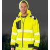 Sweat à capuche zippé YKK haute-visibilité recyclé, bandes de sécurité imprimées, 290 g/m²