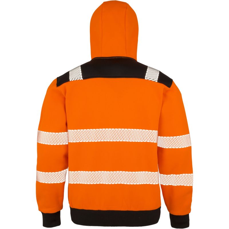 Sweat à capuche zippé YKK haute-visibilité recyclé, bandes de sécurité imprimées, 290 g/m²