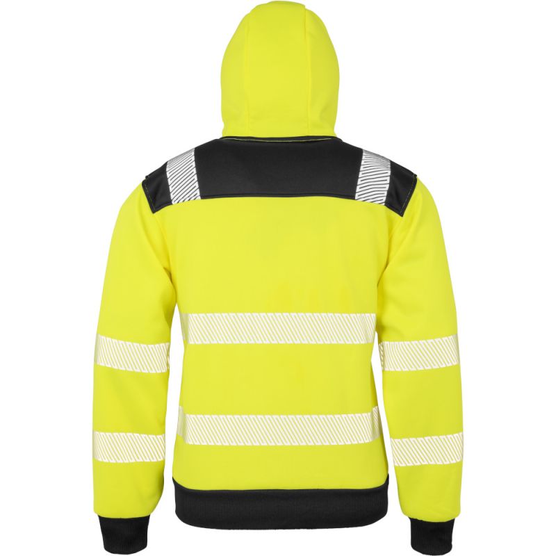 Sweat à capuche zippé YKK haute-visibilité recyclé, bandes de sécurité imprimées, 290 g/m²