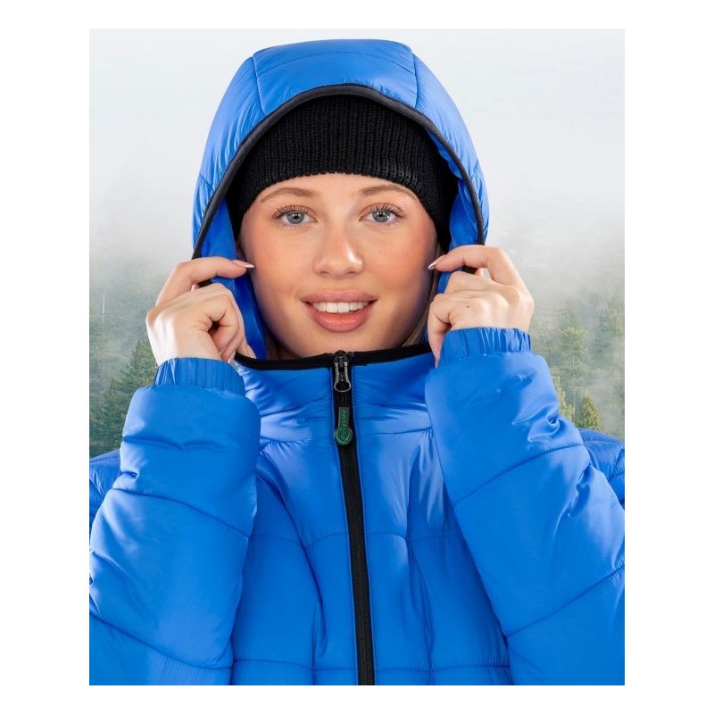 Doudoune à capuche en nylon recyclé, imperméable et respirante, coupe longue, 220 g/m²