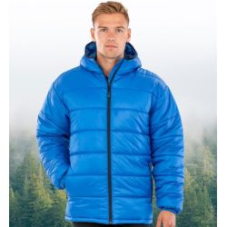 Doudoune à capuche en nylon recyclé, imperméable et respirante, coupe longue, 220 g/m²