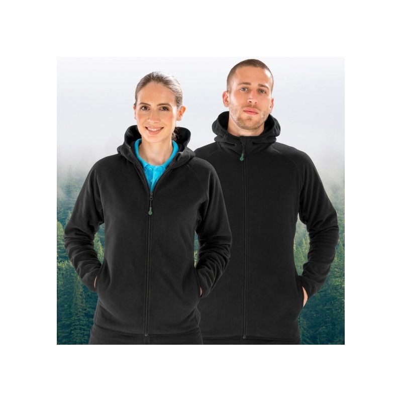 Polaire à capuche en polyester recyclé, capuche avec cordon, poches latérales, 165 g/m²