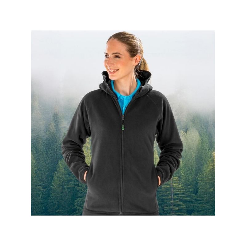 Polaire à capuche en polyester recyclé, capuche avec cordon, poches latérales, 165 g/m²