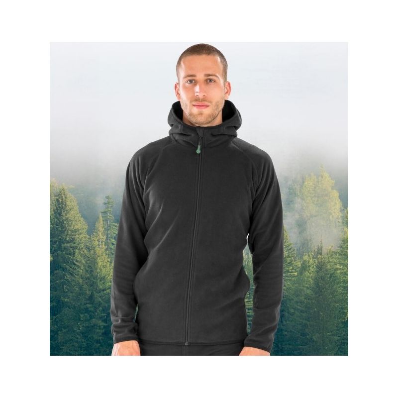 Polaire à capuche en polyester recyclé, capuche avec cordon, poches latérales, 165 g/m²