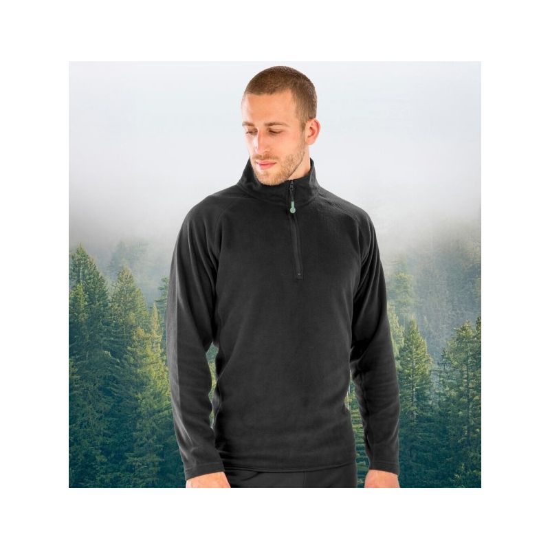 Veste polaire col zippé en polyester recyclé, fermeture grand zip YKK, 165 g/m²