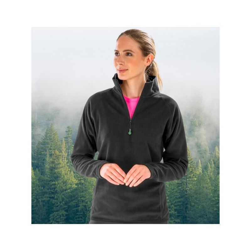 Veste polaire col zippé en polyester recyclé, fermeture grand zip YKK, 165 g/m²