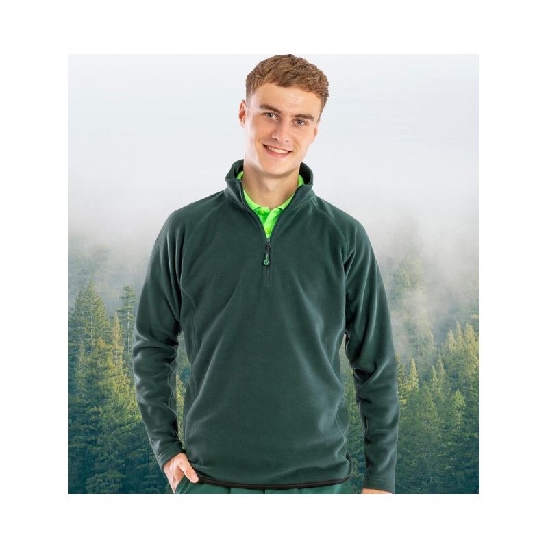 Veste polaire col zippé en polyester recyclé, fermeture grand zip YKK, 165 g/m²