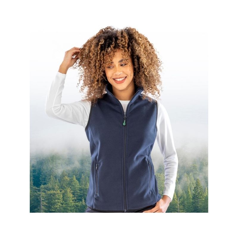 Bodywarmer polaire en polyester recyclé, fermeture éclair YKK, 280 g/m²