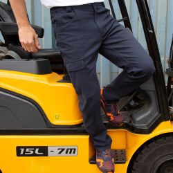 Pantalon chino stretch slim doubles coutures multi-usage, 300 g/m²