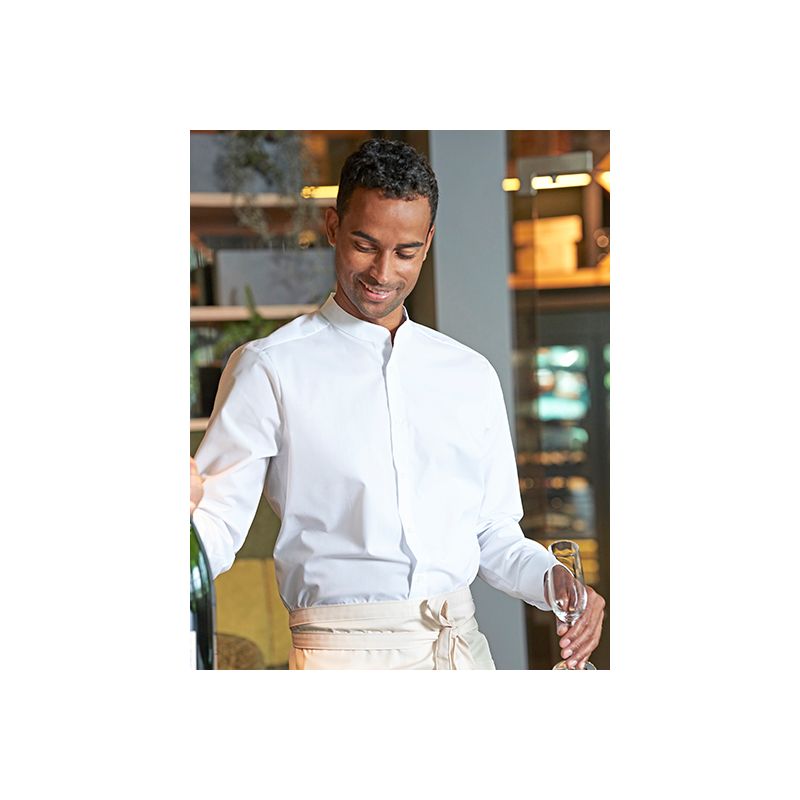 Chemise homme, coton/polyester/élastoléfine, coupe cintrée, manches longues, 125 g/m²