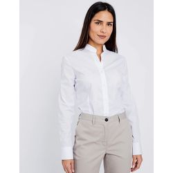 Chemisier femme, coton/polyester/élastoléfine, coupe cintrée, manches longues, 125 g/m²