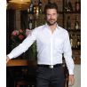Chemise homme, coton/polyester/élastoléfine, coupe droite, manches longues, 125 g/m²