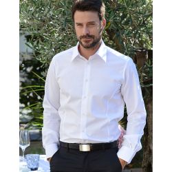 Chemise homme, coton/polyester/élastoléfine, coupe cintrée, manches longues, 125 g/m²