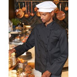 Veste de cuisine homme, coton/polyester, coupe droite, manches longues, 215 g/m²
