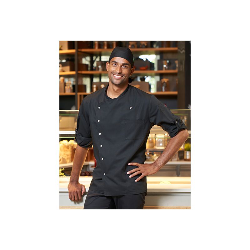 Veste de cuisine homme, coton/polyester, éco-responsable GreeNature, manches longues, 215 g/m²