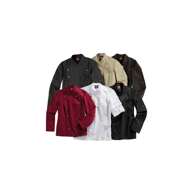 Veste de cuisine, coton/polyester, manches longues, 215 g/m²