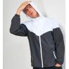 Veste coupe-vent homme bicolore, capuche mesh, poches zippées
