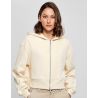 Veste zippée courte femme oversize, capuche large, épaules tombantes, 300 g/m²