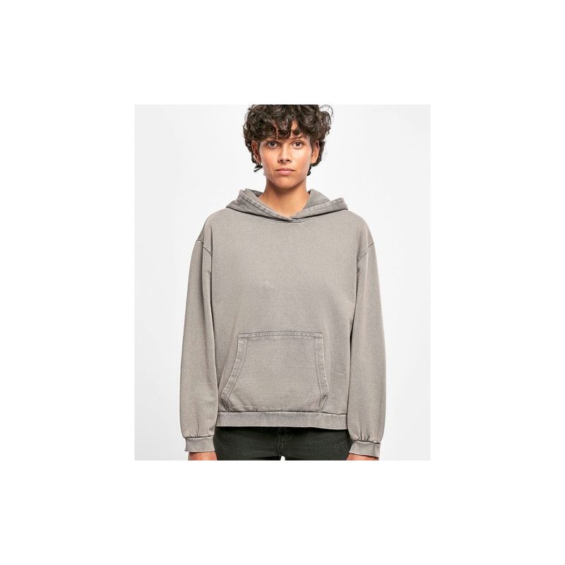 Sweat à capuche femme oversize délavé, poche kangourou, 300 g/m²