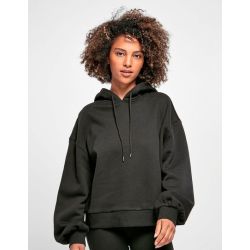 Sweat à capuche femme bio oversize, intérieur brossé, manches larges, 300 g/m²