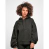 Sweat à capuche femme bio oversize, intérieur brossé, manches larges, 300 g/m²