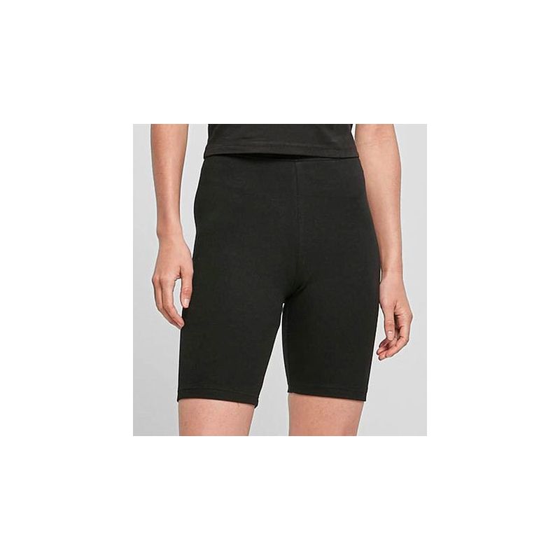 Short cycliste femme taille haute, coton extensible, coupe ajustée, 270 g/m²
