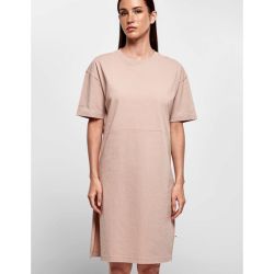 Robe t-shirt femme bio oversize, fente latérale, épaules tombantes, 180 g/m²