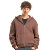 Sweat à capuche homme oversize duveteux zippé, zip métal, épaules basses, 330 g/m²